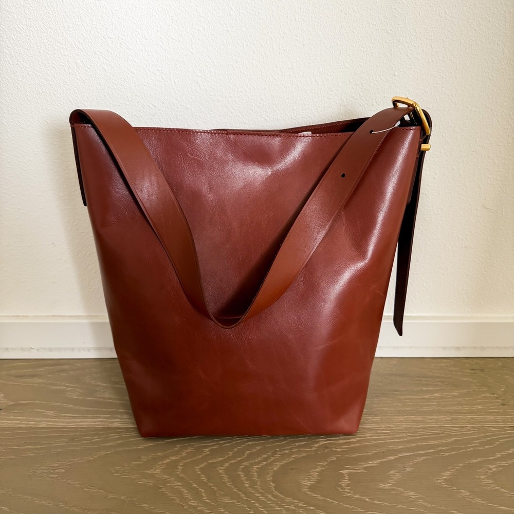 Madewell The Essential Bucket Tote Chocolate Brown Leather Bag Career Boho - Picture 5 of 12